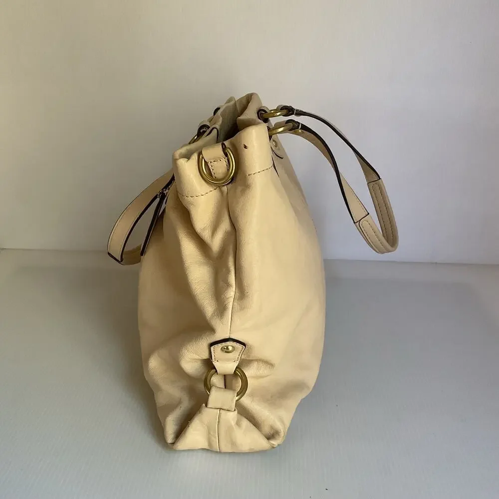 Coach Ashley F19243 Y2K Vintage Leather Satchel Shoulder Bag Ivory Cream Gold